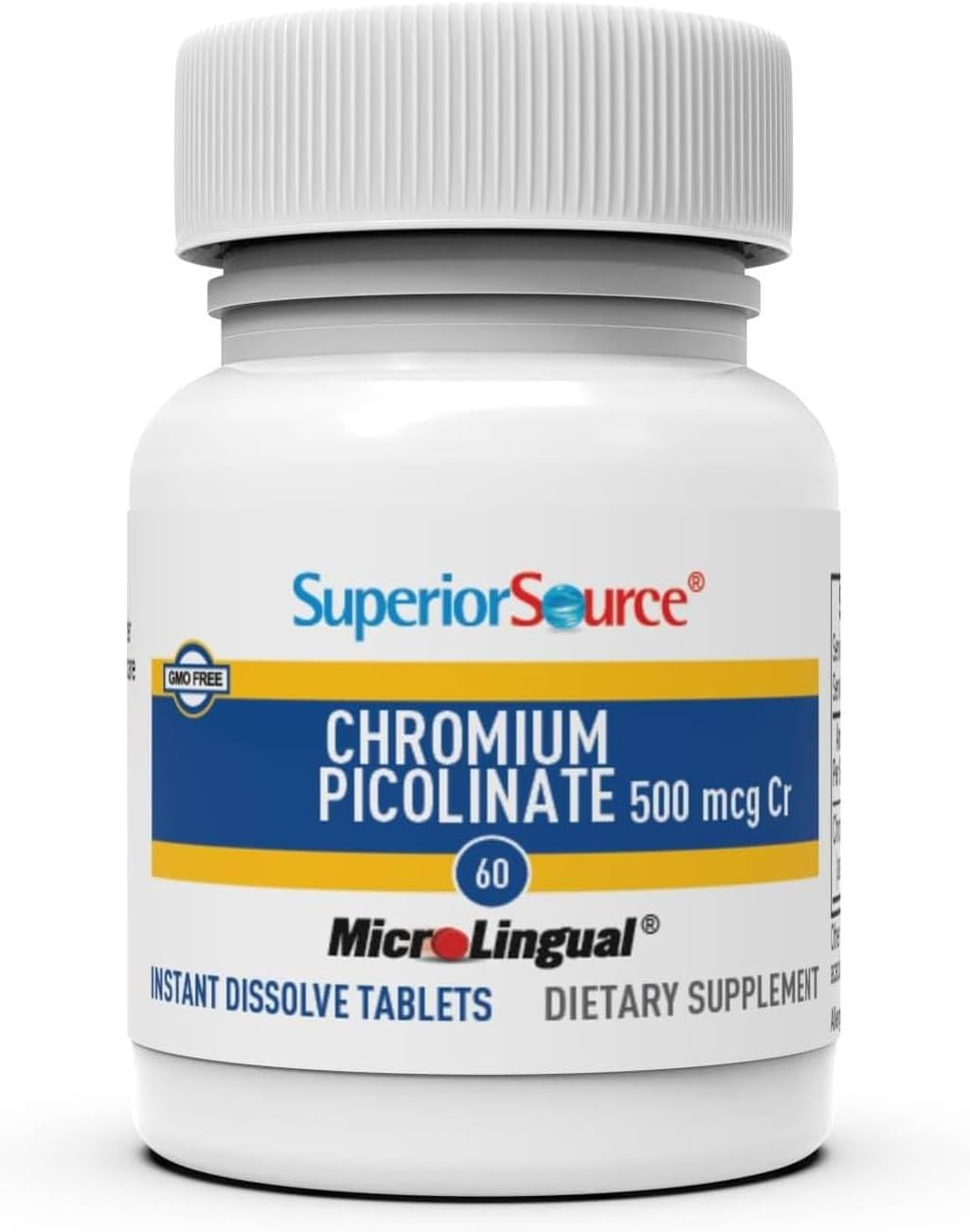 Superior Source Chromium Picolinate - Supplement Formula Supports Healthy Sugar Metabolism - 500 mcg, 50 Instant Dissolve Tablets