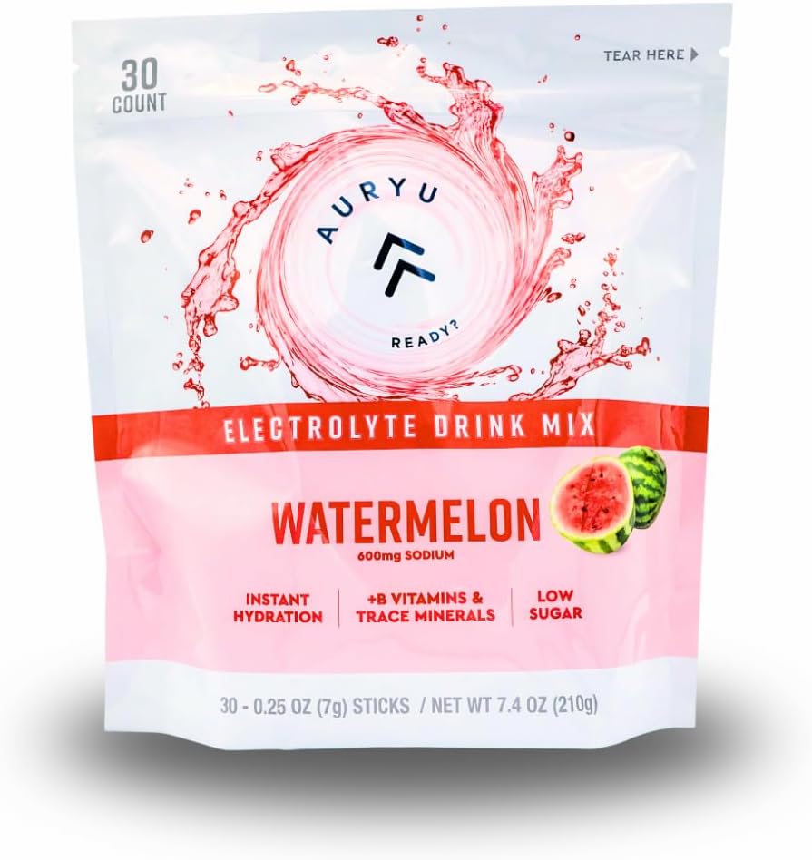 Electrolyte Drink Mix Watermelon – Hydration Powder with 600mg Sodium, Potassium, Magnesium, Zinc & B Vitamins – 30 Sticks