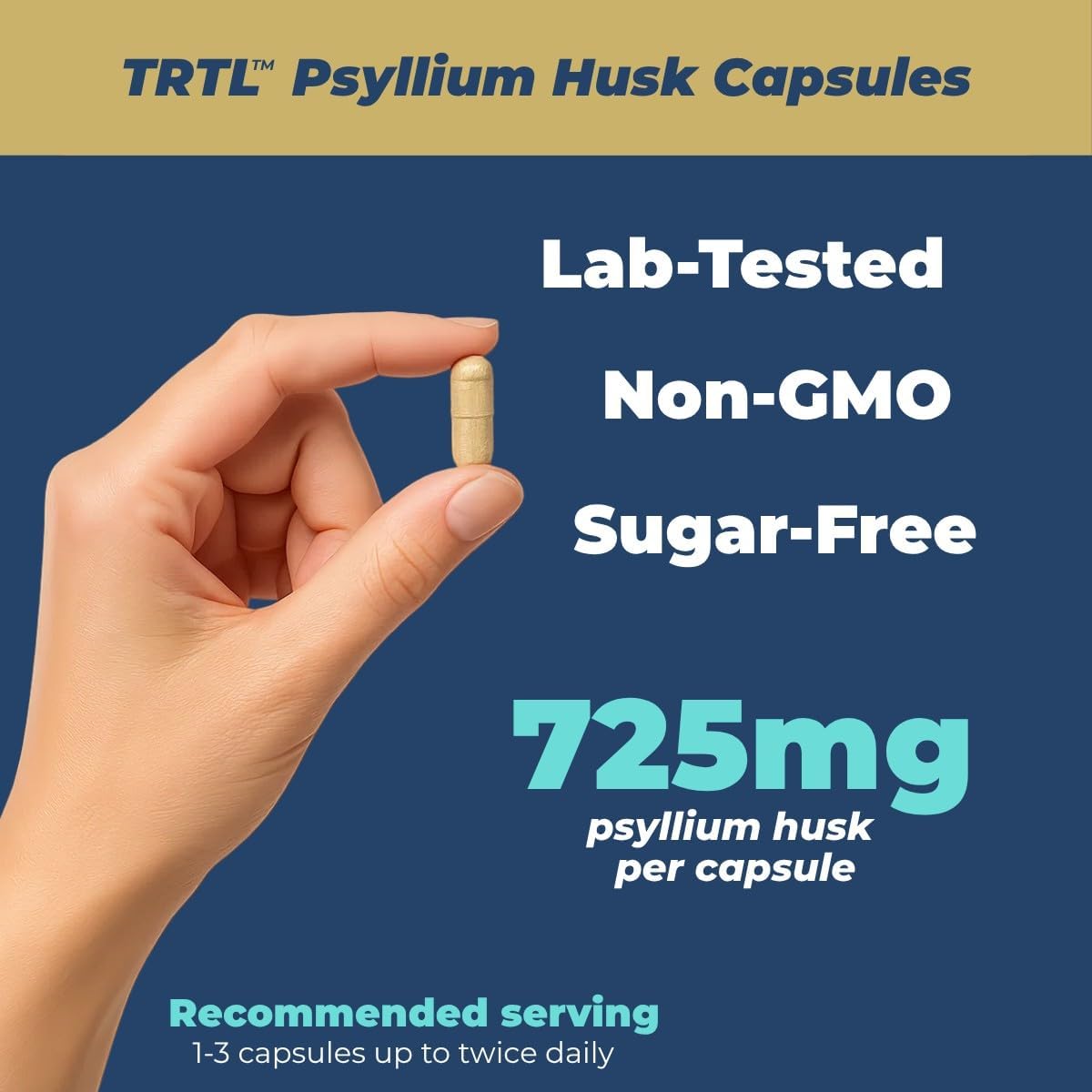 Psyllium Husk Fiber Capsules – 120 ct | Fiber Supplement for Gut Health Support & Digestive Regularity | Packaged & Tested in USA, Non-GMO | 2.2g Fiber per Serving