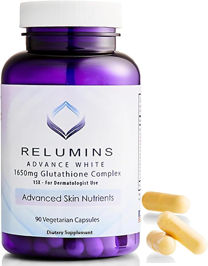 Relumins Dermavita Bundle – 1650mg Reduced Glutathione Complex (90 Veggie Capsules) with Alpha Lipoic Acid, Rose HIPS, Riboflavin & Vitamin E + Advanced Vitamin C 1000mg