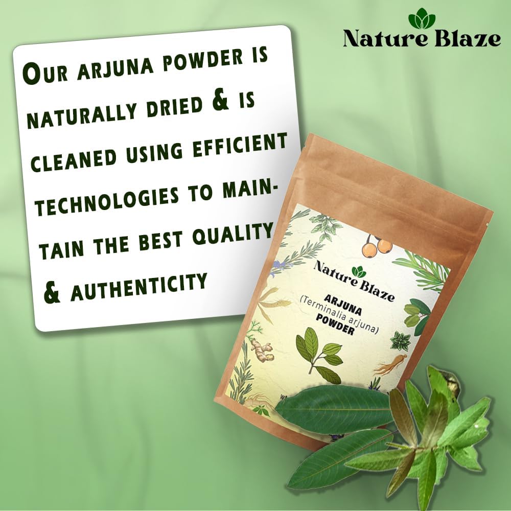 Nature Blaze Arjuna Powder | Terminalia Arjuna | Finely Ground Botanical Powder | No Additives, Preservatives, or Fillers | Traditional Ingredient | 200Gm / 7.0 Ounce