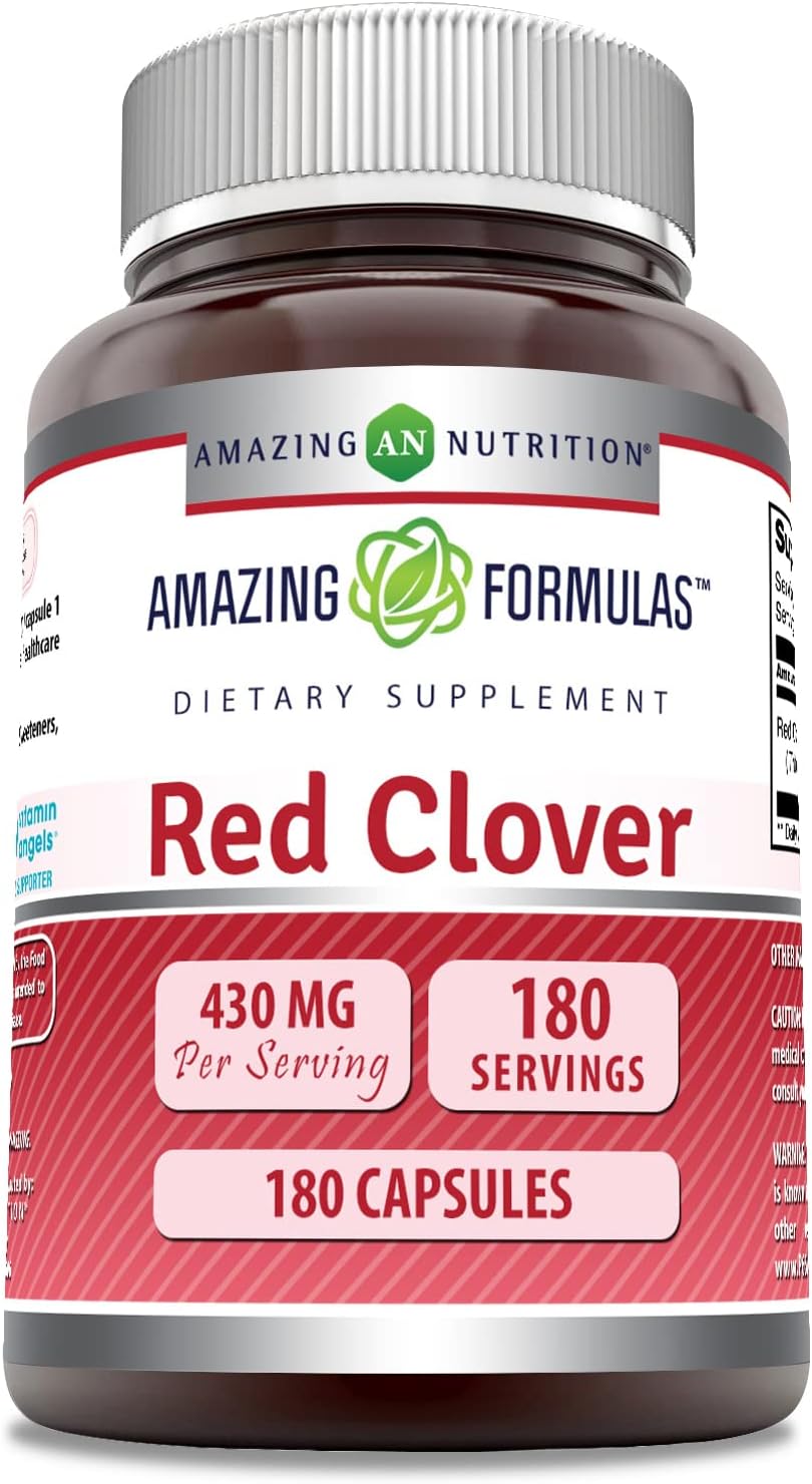 Amazing Formulas Red Clover Supplement | 430 Mg Per Serving | 180 Capsules | Non-GMO | Gluten Free | Made in USA