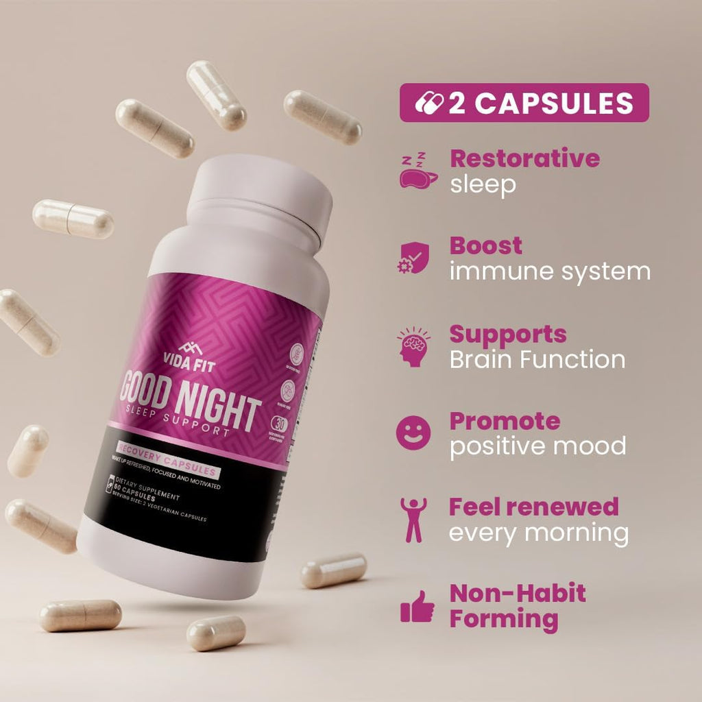 Natural Sleep Aid for Adults, Sleep Supplement, Natural Calm, Melatonin with L-Theanine, Magnesium Glycinate, Ashwagandha, GABA, 5-HTP, Vitamin D & Niacin (30 Day Supply)