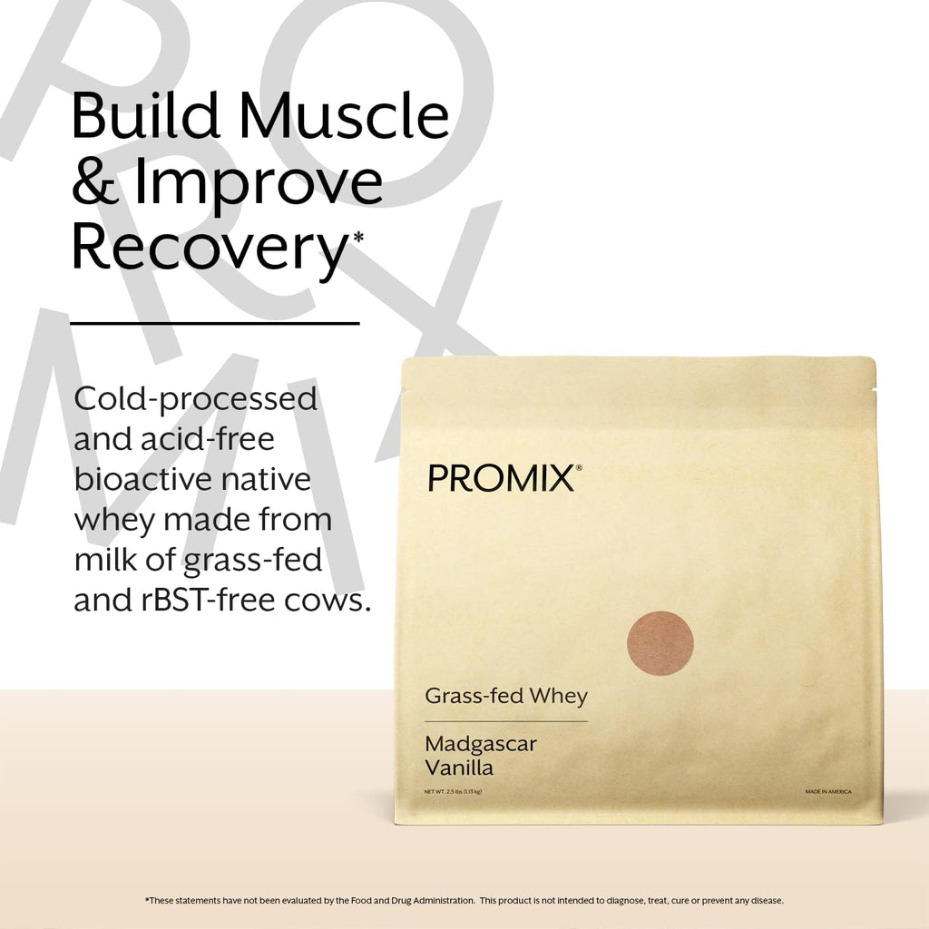 ProMix Nutrition Whey Protein Powder, Vanilla - Grass-Fed & 100% All Natural - ­Post Workout Fitness & Nutrition Shakes, Smoothies, Baking & Cooking Recipes - 2.5 Pound (Pack of 2)