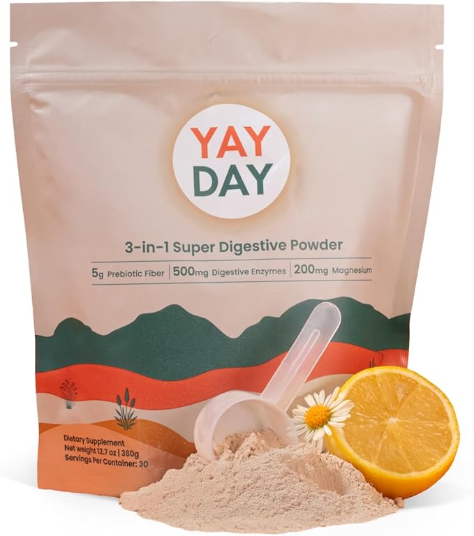 Nighttime Prebiotic Fiber Powder with Digestive Enzymes & Magnesium Glycinate for Sleep | Gut Health Supplement for Women & Men - Digestion Support, Bloating Relief - Citrus, 30 Scoops