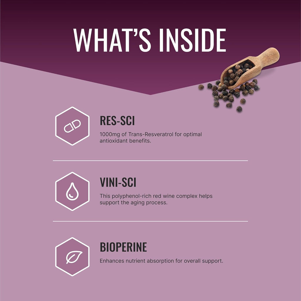 Approved Science® Resveratrol - 1000 mg of Trans Resveratrol - 250 mg of Polyphenol - 98% Purity Level - Includes Bioperine® - 380 Vegan Friendly Capsules - 2 Bottles