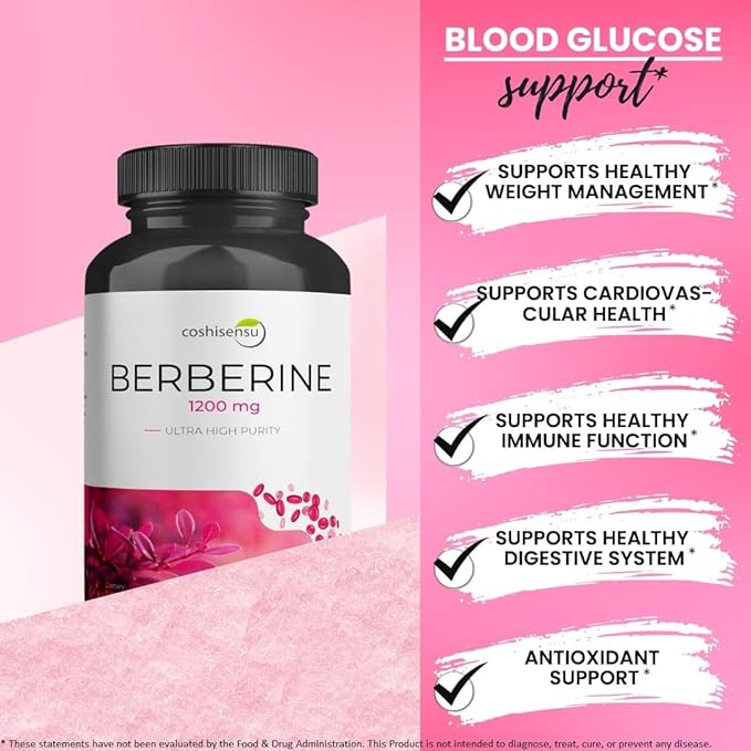Berberine HCl 1200mg – High Potency Supplement for Blood Sugar, Insulin & Weight Management – Non-GMO, Gluten-Free, Vegan Capsules – Heart & Metabolism Support, Made in USA – 60 Count