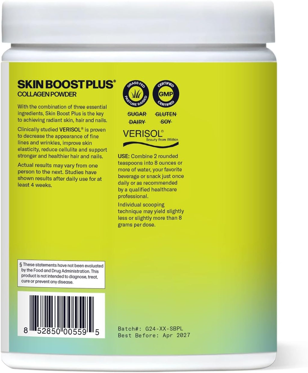 Skin Boost Plus (Acai Lemonade) [50-Serves] | Collagen Powder Supplement with VERISOL Bioactive Hydrolyzed Collagen Peptides, Vitamin C & Hyaluronic Acid to Improve Skin Elasticity