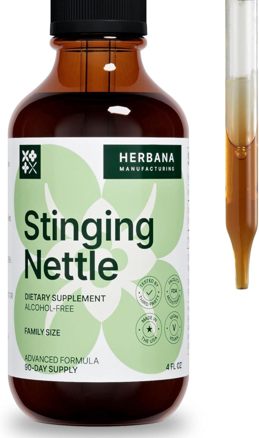 Stinging Nettle Leaf and Root 4 fl oz Liquid Extract - Natural Urinary & Kidney Support for Man and Woman - Organic Urtica Dioica - High Potency Herbal Supplement - 90-Day Supply