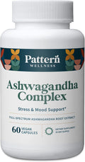 Pattern Wellness Ashwagandha Complex for Men & Women - KSM-66 & Black Pepper Extract - Whole Body & Heart Health - Supports Stress & Mood - Non-GMO - 60 Vegan Capsules
