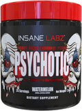 Insane Labz Psychotic, High Stimulant Pre Workout Powder, Extreme Lasting Energy, Focus and Endurance with Beta Alanine, Creatine Monohydrate DMAE, 35 Srvgs (Watermelon)