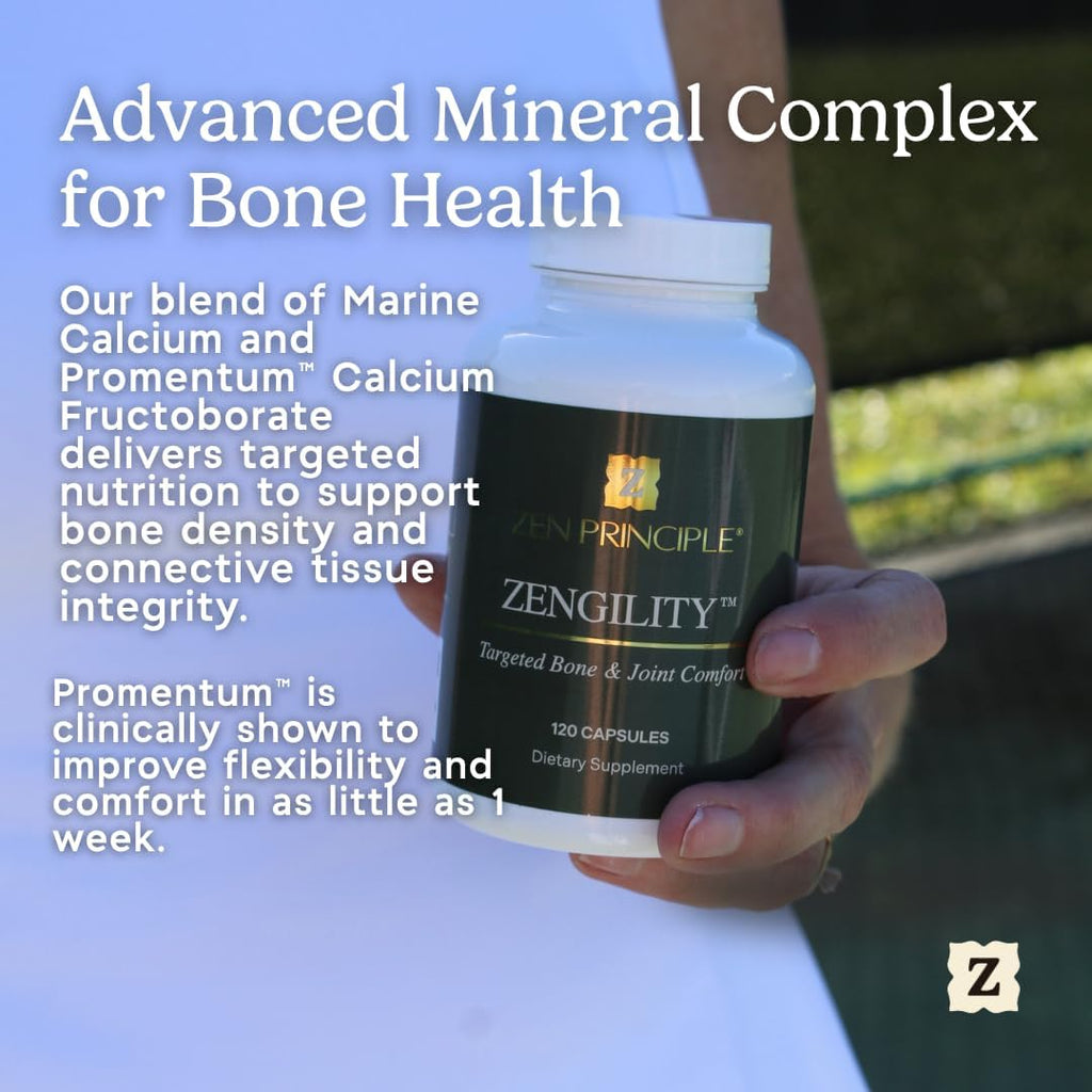 Zen Principle Zengility™ Joint Support & Bone Strength Supplement – Fast-Acting Relief with Glucosamine, MSM, Plant Calcium, Vitamin K2 & D3. Vegan Formula for Mobility, Flexibility & Comfort.