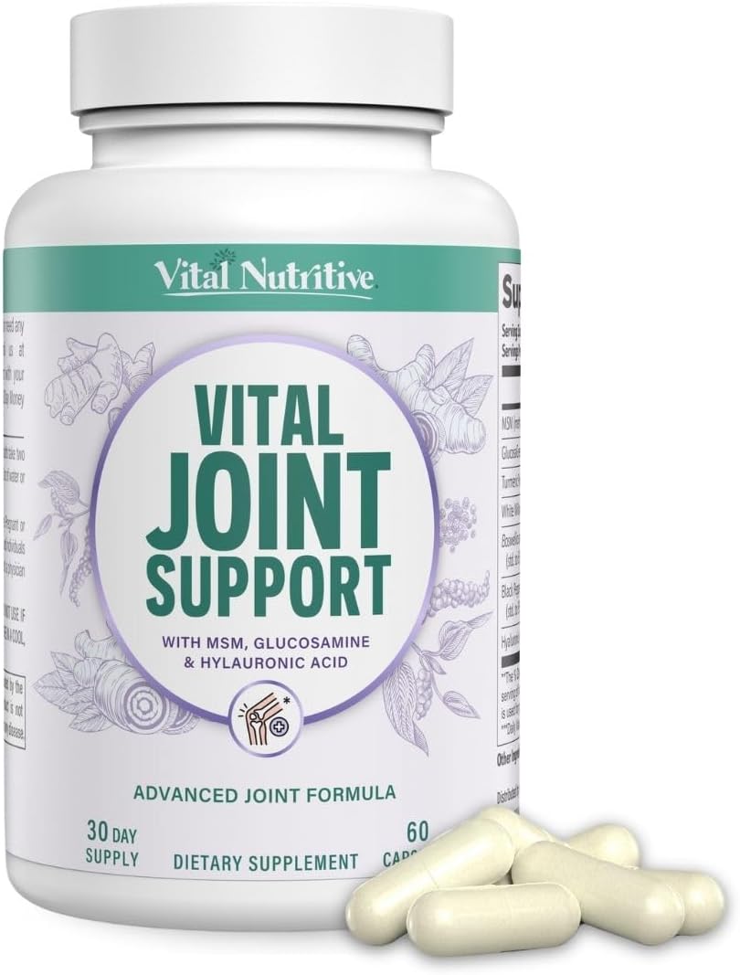 Joint Support Supplement for Men and Women – Glucosamine, MSM, Hyaluronic Acid, and Turmeric – Supports Joint Health – 30 Days Supply