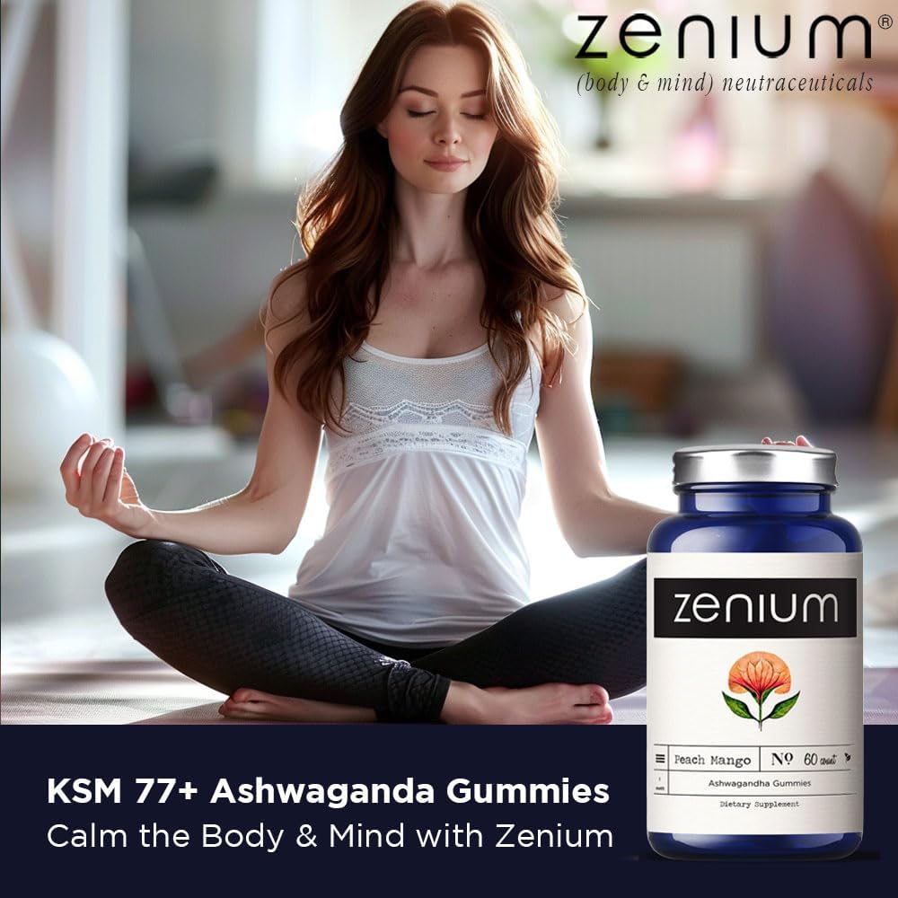 Zenium - Ashwagandha Gummies 1500 MGS per Serving | 60 Count | Mango Flavored | Calm The Mind & Body | Relieve Worry, Tension & Nervousness | Ayurvedic | Natural Relief Supplement | Boosts Mood
