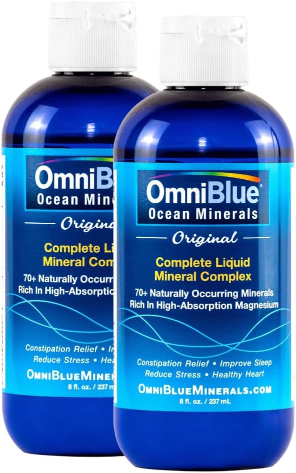 Ocean Minerals - 70+ Trace Minerals & Liquid Magnesium - Potassium, Chloride- Low Sodium - Natural Support for Sleep, Digestion, Regularity, Hydration & Electrolyte Balance (2-Pack 8oz)