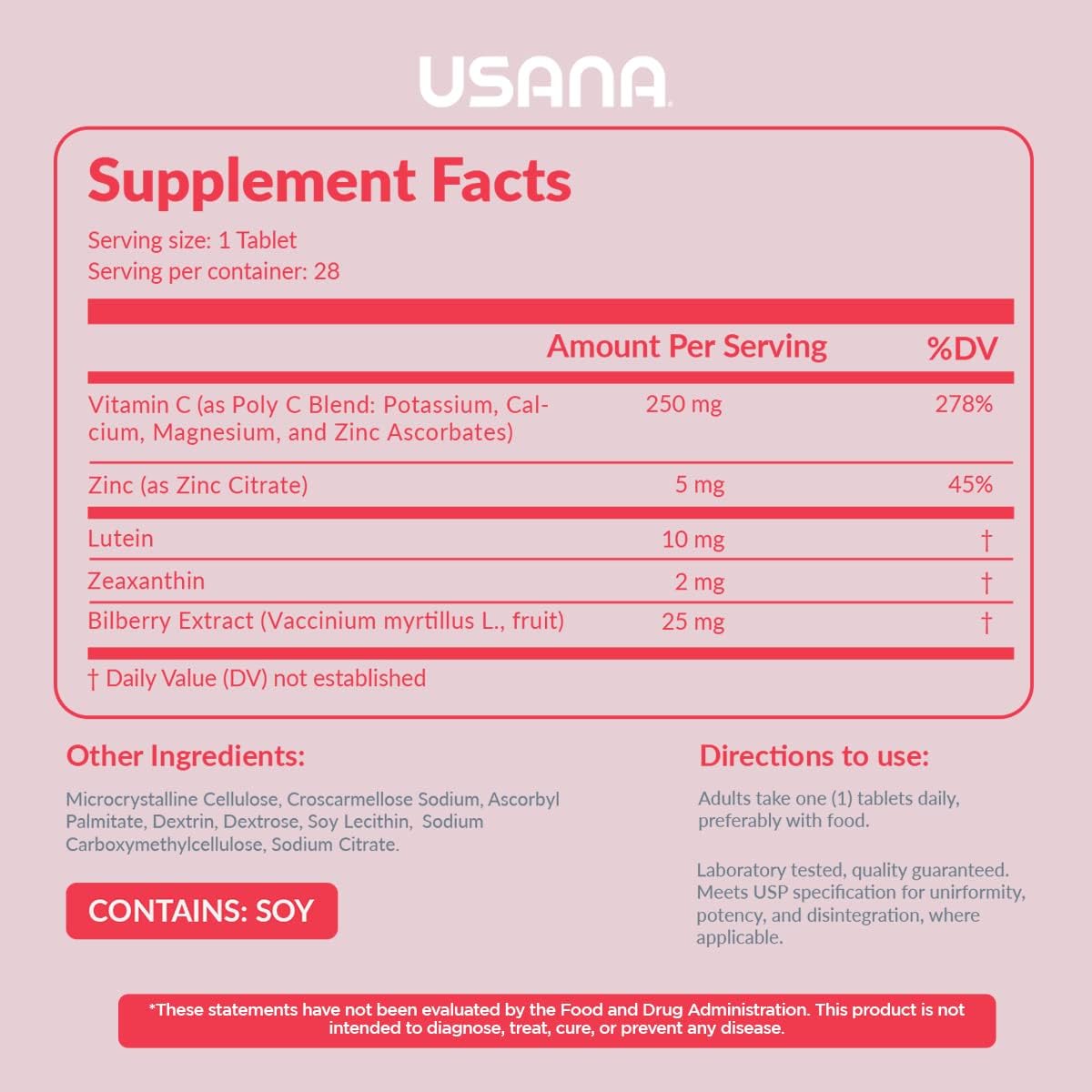 USANA Visionex DS with Lutein Zeaxanthin for Advanced Eye Health and Vision Support* - 28 Tablets - 28 Day Supply