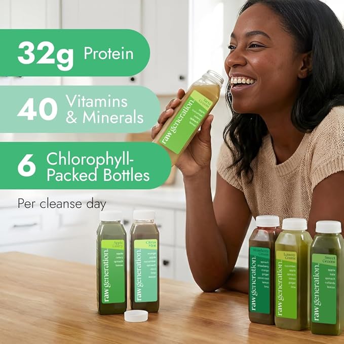 Raw Generation 3-Day Detox Cleanse – 23% Less Sugar Than Other Cleanses | Detox Your Body | Reset Your Diet & Support Weight Loss | Improved Energy | Clearer Skin | Improved Gut Health