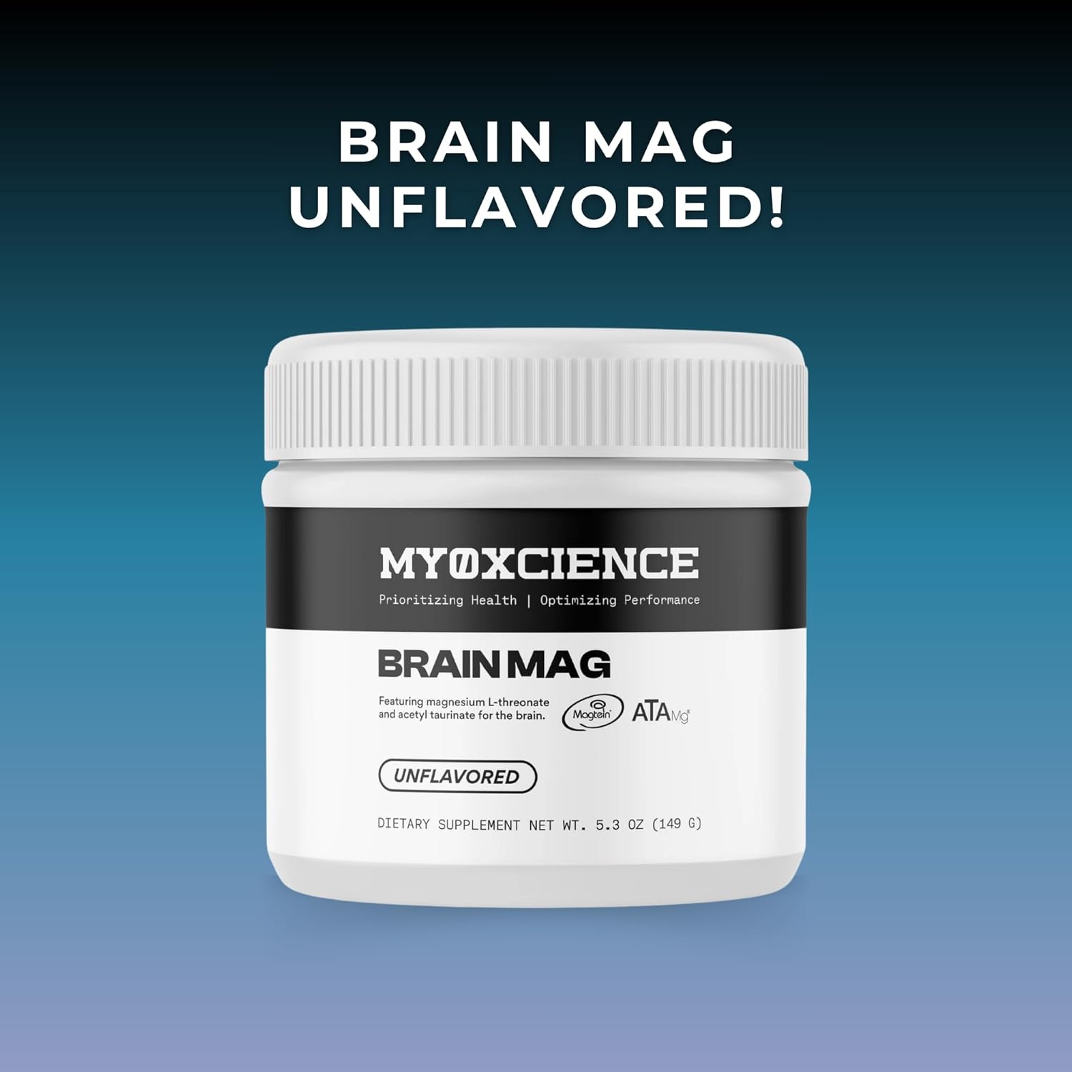 MYOXCIENCE Brain Mag | Magnesium L-Threonate Magtein & Magnesium Glycinate Powder (Unflavored) (60 Servings)