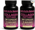 Collagen Peptides Capsules - Bovine Source - Skin Hair Nail Support - 90 Capsules per Bottle - 15 Servings - Pack of 2