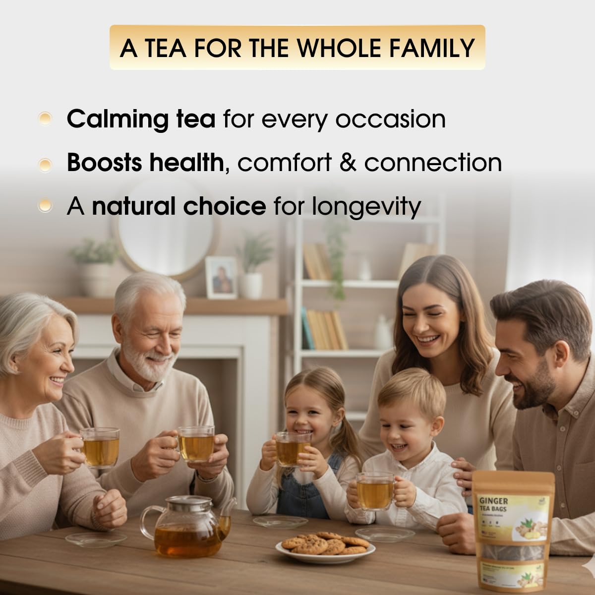 TeadreamTea Ginger Tea Bags - 50 Bleach-Free Tea Bags | Caffeine Free, Antioxidant, Calms Upset Stomach - Strengthen Immune System - Herbal Ginger Tea