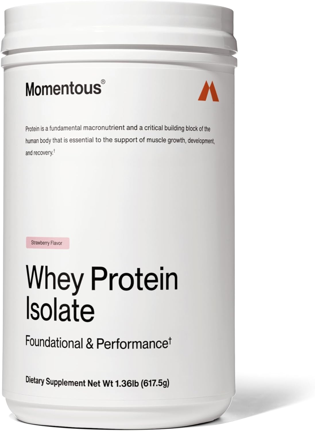 Momentous Essential Grass-Fed Whey Protein Powder - 20 g Whey Isolate Protein - NSF Certified for Sport - Gluten-Free - 25 Servings for Essential Everyday Use - Strawberry - Package May Vary
