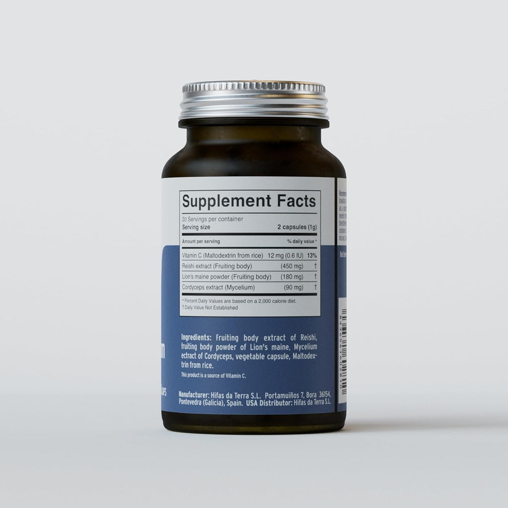 HIFAS DA TERRA HIFAS-Equilibrium - Mushroom Supplement, Lions Mane Mushroom Complex with Cordyceps, Nootropic Adaptogenic for Adults for Mental Clarity, Energy, & Cognitive Performance - 60 Capsules