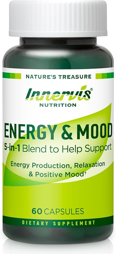 Energy & Mood Supplement – Boost Energy & Reduce Fatigue, Support Relaxation – 60 Capsules – Non-GMO, 3rd Party Tested – Innervis Nutrition