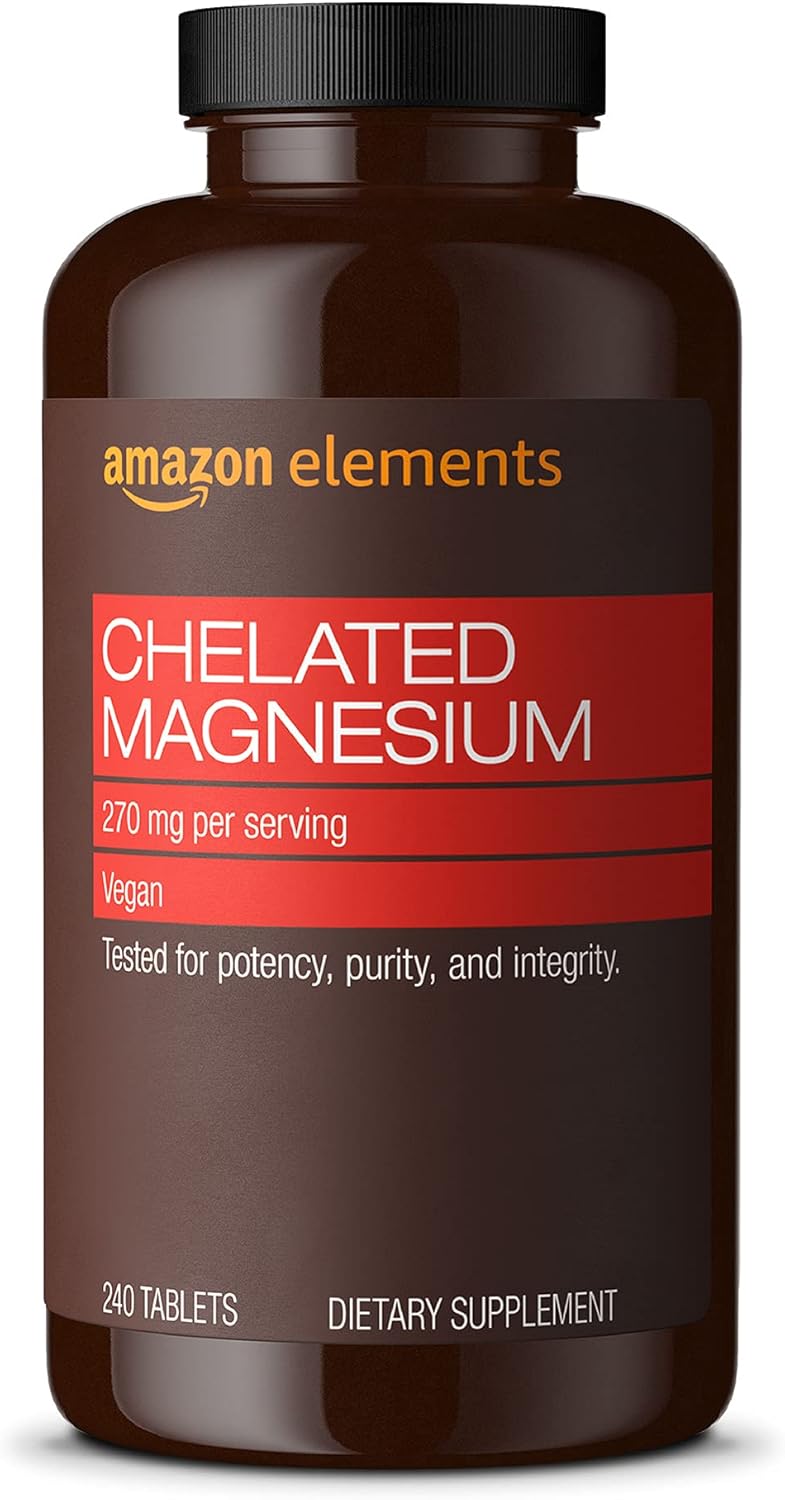 Amazon Elements - Chelated Magnesium, 240 tablets, 270 mg per Serving, as Magnesium Glycinate Chelate, Vegan