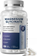 Magnesium Glycinate 850mg Capsules with L-Theanine, Chamomile & GABA for Sleep, Calmness, Muscle, Bone Health & Immune Support, Magnesium for Women and Men, Vegan, High-Absorption, 120 Count