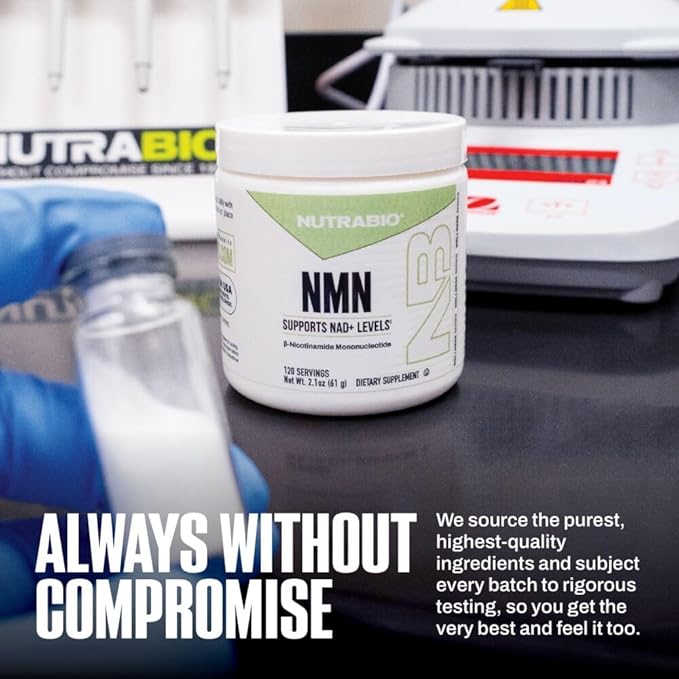 NutraBio NMN - NAD Supplement, Longevity Support, Boost NAD Levels, Increase Cellular Energy, Brain Health, Healthy Aging- 120 Servings