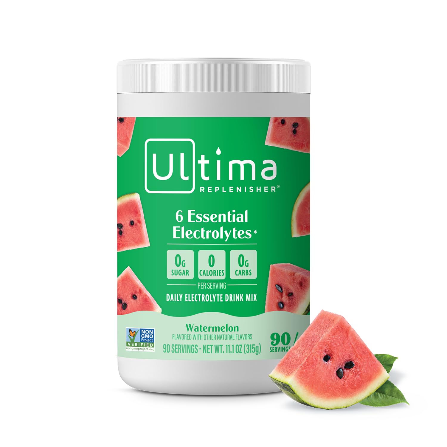 Ultima Replenisher Daily Electrolyte Powder Drink Mix – Sugar Free – Watermelon, 90 Servings – Hydration Powder with 6 Key Electrolytes and Trace Minerals – Keto Friendly, Vegan, Non-GMO