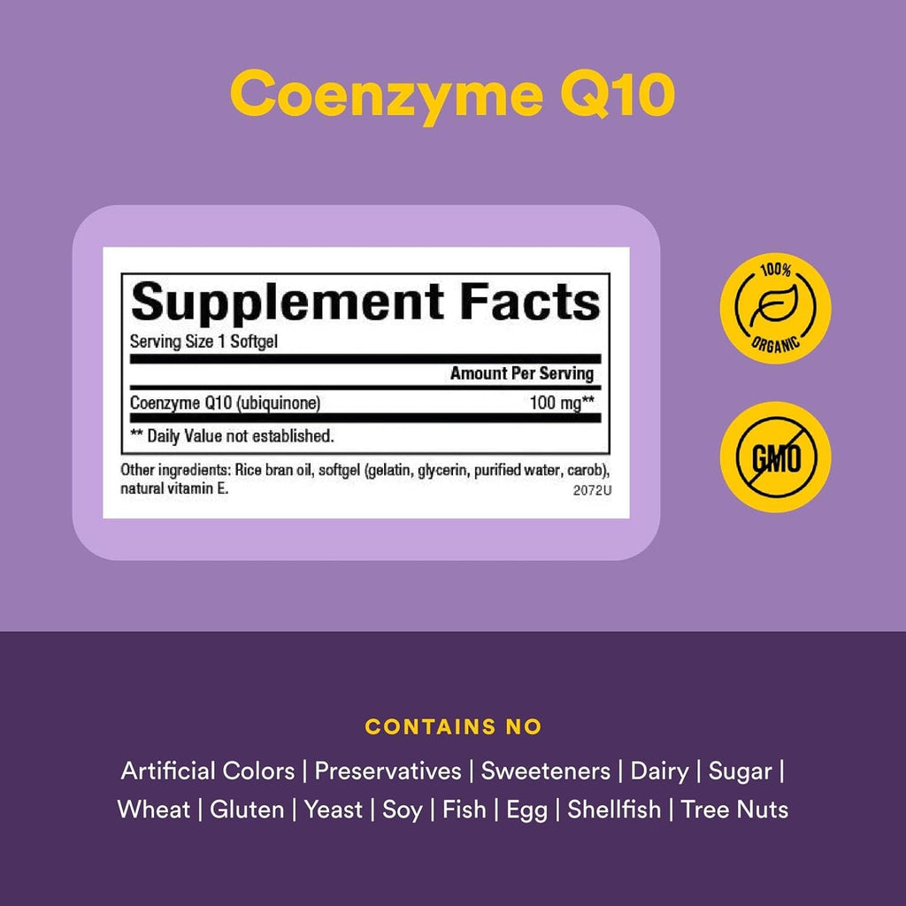 Natural Factors Coenzyme Q10 100 mg, Natural Coenzyme Q10 Supplement for Energy, Heart and Cognitive Support, 120 Softgels