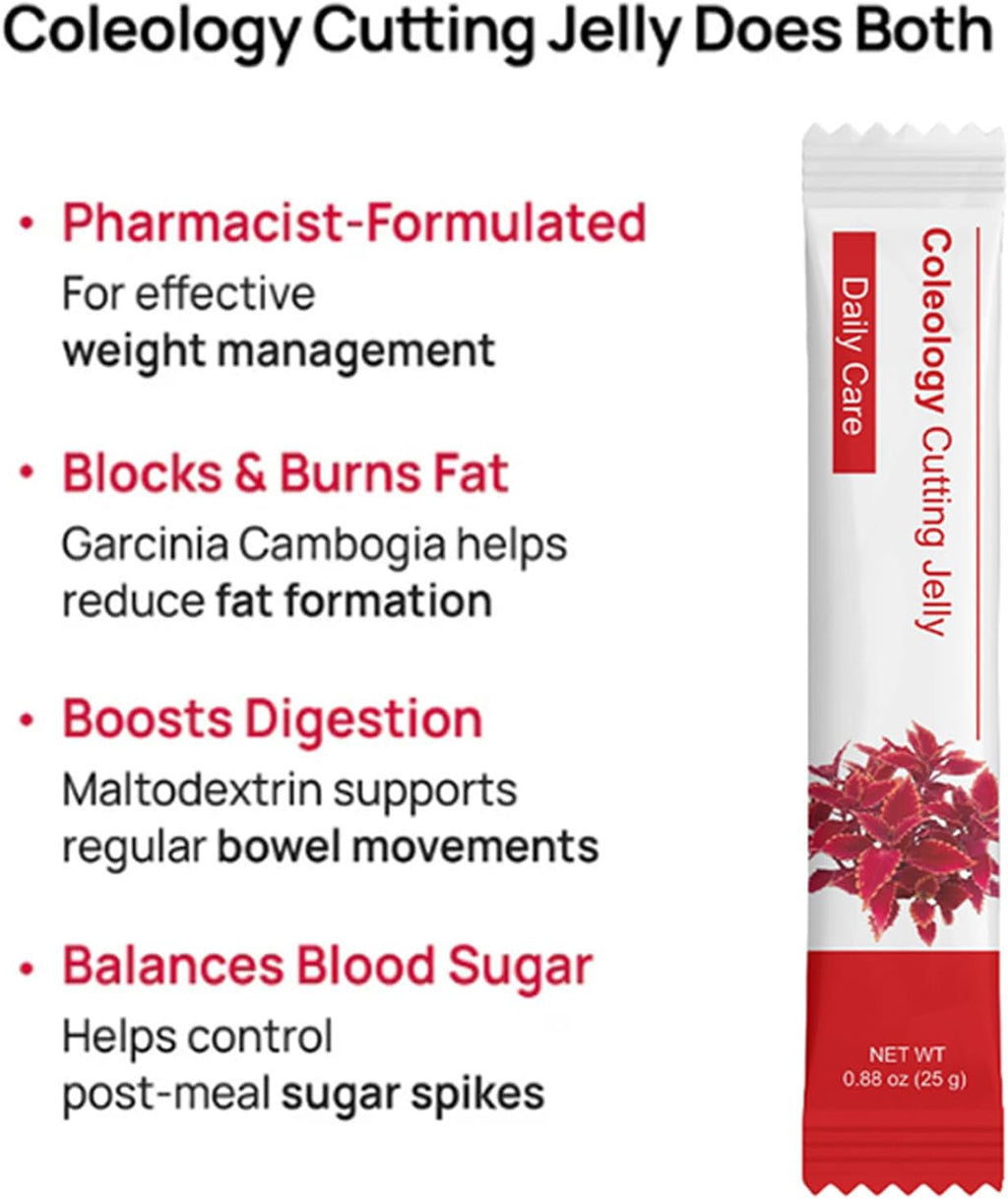 Coleology Cutting Jelly - Korean Jelly Stick Combo with 1200mg Garcinia Cambogia Extract, Chia Seeds Collagen, Detox & Digestion Support & Daily Care, Pomegranate Flavored - 8.81 oz (1Boxes)