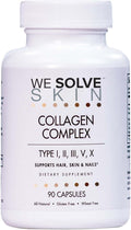Multi Collagen Peptides Pills for Women & Men – Types I, II, III, V, X – Hydrolyzed Marine & Chicken Collagen – Bovine Collagen I & III – Hair, Skin, Nails, Joints & Bones – Gluten-Free – 90 Capsules