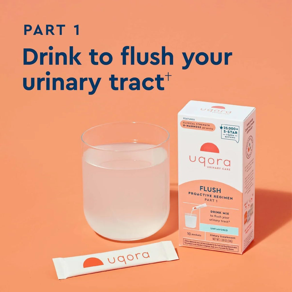 Uqora Flush - Urinary Tract* with D-Mannose, Vitamin C, Vitamin B6, Potassium, Magnesium & Calcium - Gluten-Free & Vegan - Unflavored - 10 Packets (1 Pack)