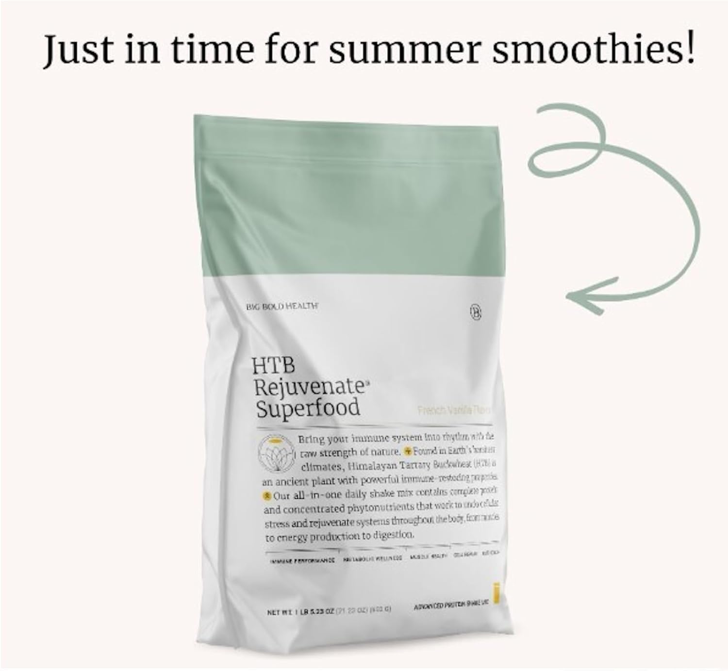 BIG BOLD HEALTH HTB Rejuvenate Superfood Advanced Protein Shake Mix- Superfood Protein Powder, Plant-Based Protein Shake for Immune Rejuvenation, Vanilla Flavor