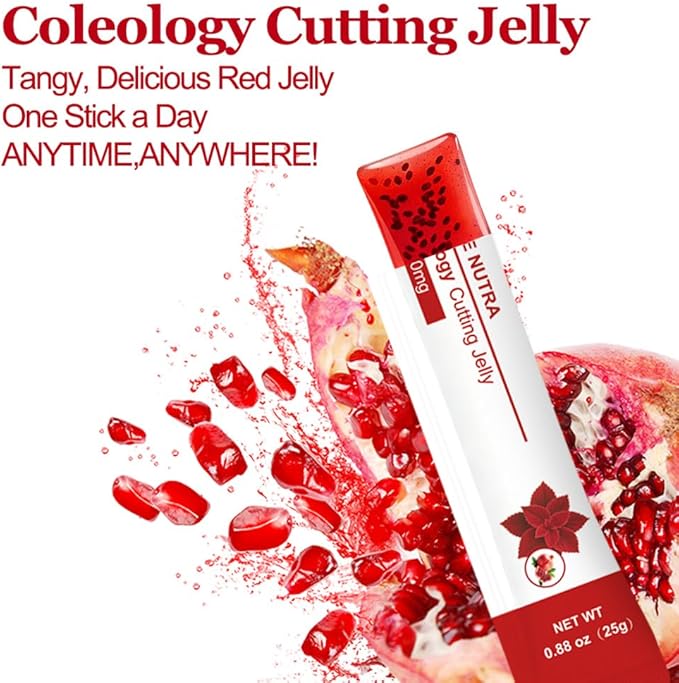 Coleology Cutting Jelly – Korean Jelly Stick for Weight Management, Helps Control Appetite & Supports Metabolism with Garcinia Cambogia HCA, Chia Seeds & Pomegranate Flavor – 12 Sticks