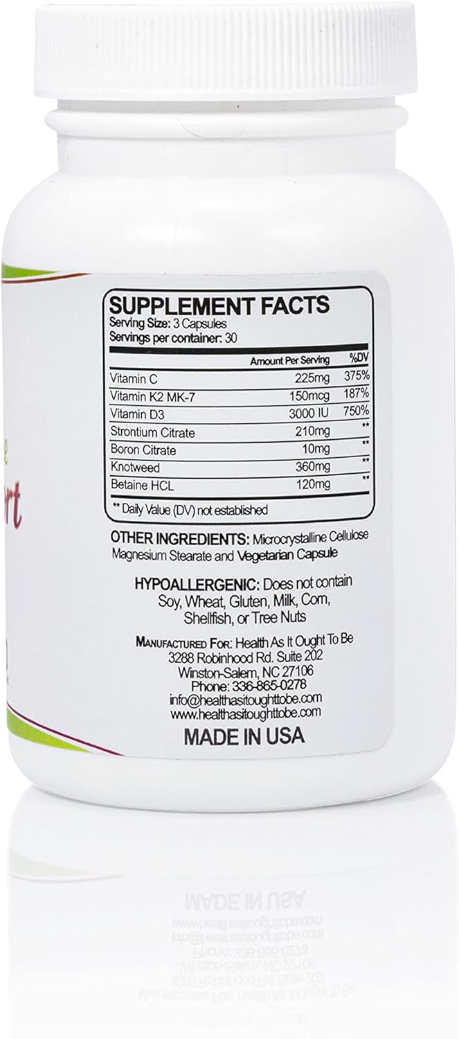 Health As It Ought To Be Calcium Free Bone Support Supplement | Ultimate Bone and Cardiovascular Protection | 90 Capsules