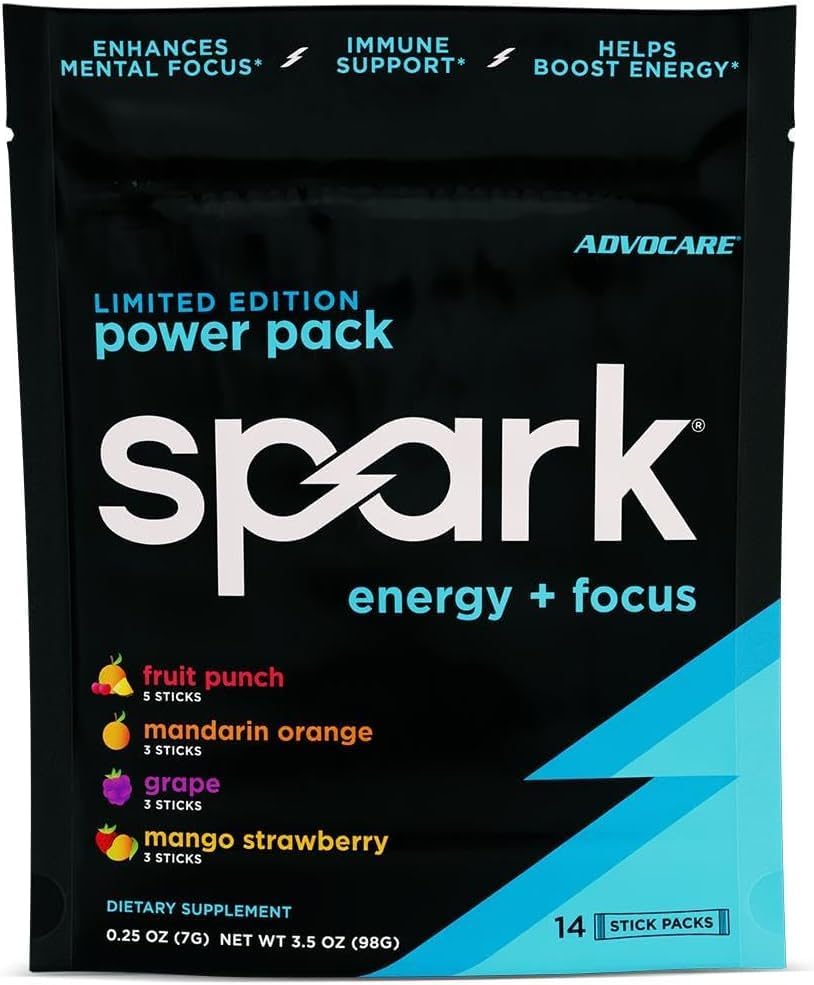 AdvoCare Spark - Energy Drink Mix - Vitamin & Amino Acid Supplement - Supports Energy & Focus - Portable Immune Support - Sugar-Free - 14 Servings- Variety Pack