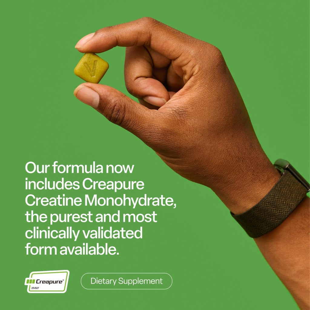 Creatine Gummies 5g Creatine Creapure + Taurine & B12 - Sugar-Free, Vegan, Gluten-Free - Green Apple - 120 Count (30 Servings) for Strength, Energy & Focus