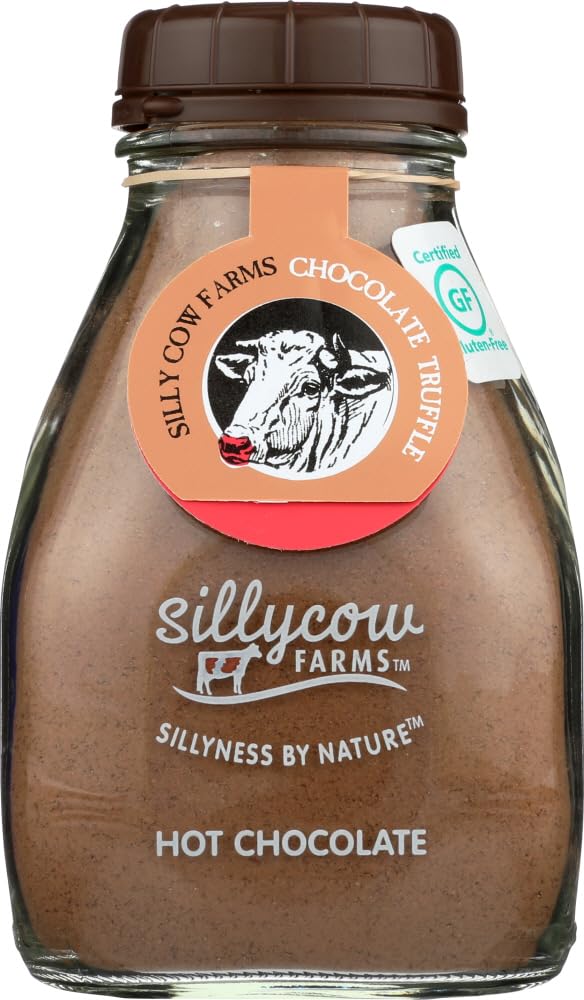 Sillycow Farms Hot Chocolate Mix Truffle Flavor | Vegan, Nut Free Certified Quality Cocoa Powder | Gluten-Free, Non-GMO & Dairy-Free | Reusable Packaging | 16.9 Oz Reusable Glass Bottle - Pack of 3