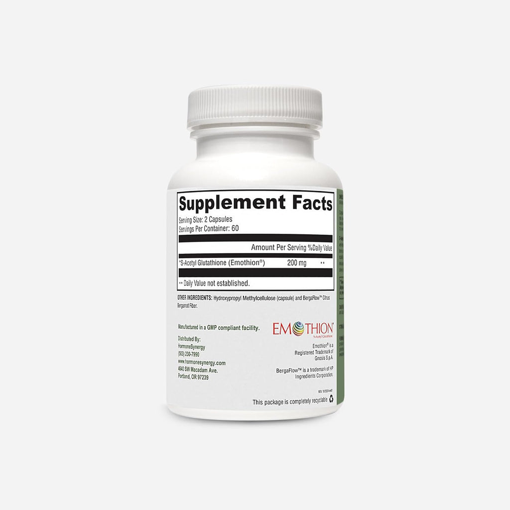RetzlerRx S-Acetyl Glutathione Supplement 100 mg. per Capsule, Made in USA - 120 Acid-Resistant Capsules - Antioxidant Support - Non-GMO, Soy & Gluten-Free / Bergaflow®, Pharmaceutical Grade