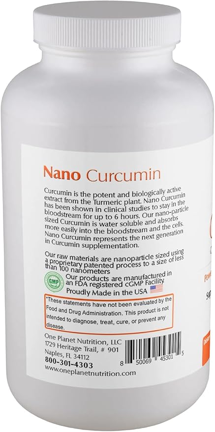 One Planet Nutrition Nano Curcumin 500 mg Veggie Capsules (120 Servings), Nano for High Absorption, Supports Immune Health, Non-GMO, Vegan, Gluten-Free