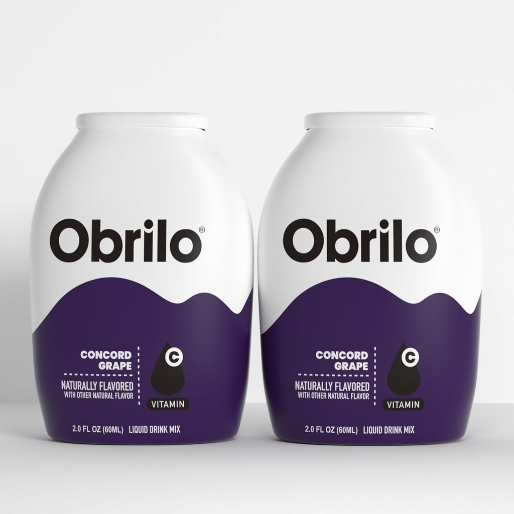 Obrilo Water Enhancer Liquid Flavoring Drops - ZERO Sugar/Calorie, Dye Free, Naturally Flavored Drink Syrup, 2.0 fl oz x 2 Bottles for Kids & Adults (Concord Grape)