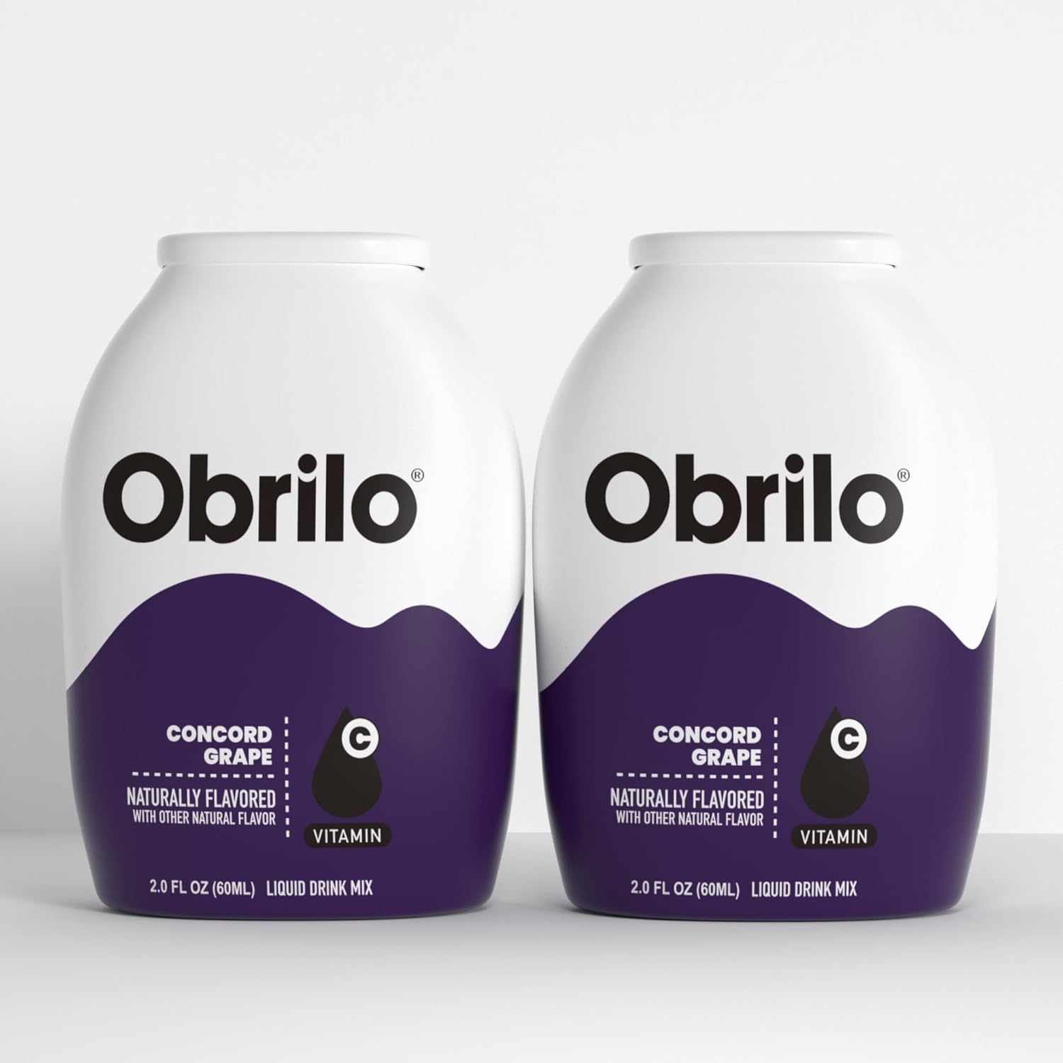 Obrilo Water Enhancer Liquid Flavoring Drops - ZERO Sugar/Calorie, Dye Free, Naturally Flavored Drink Syrup, 2.0 fl oz x 2 Bottles for Kids & Adults (Concord Grape)