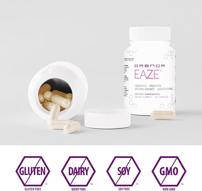 Orenda Eaze®: Gut Wellness Capsules | 6-in-1 Digestive Support with Probiotics, Endospores, Peptizyme-SP EN, Prebiotics, and Digestive Enzymes - Elevate Your Gut Health Today - 30 Capsules