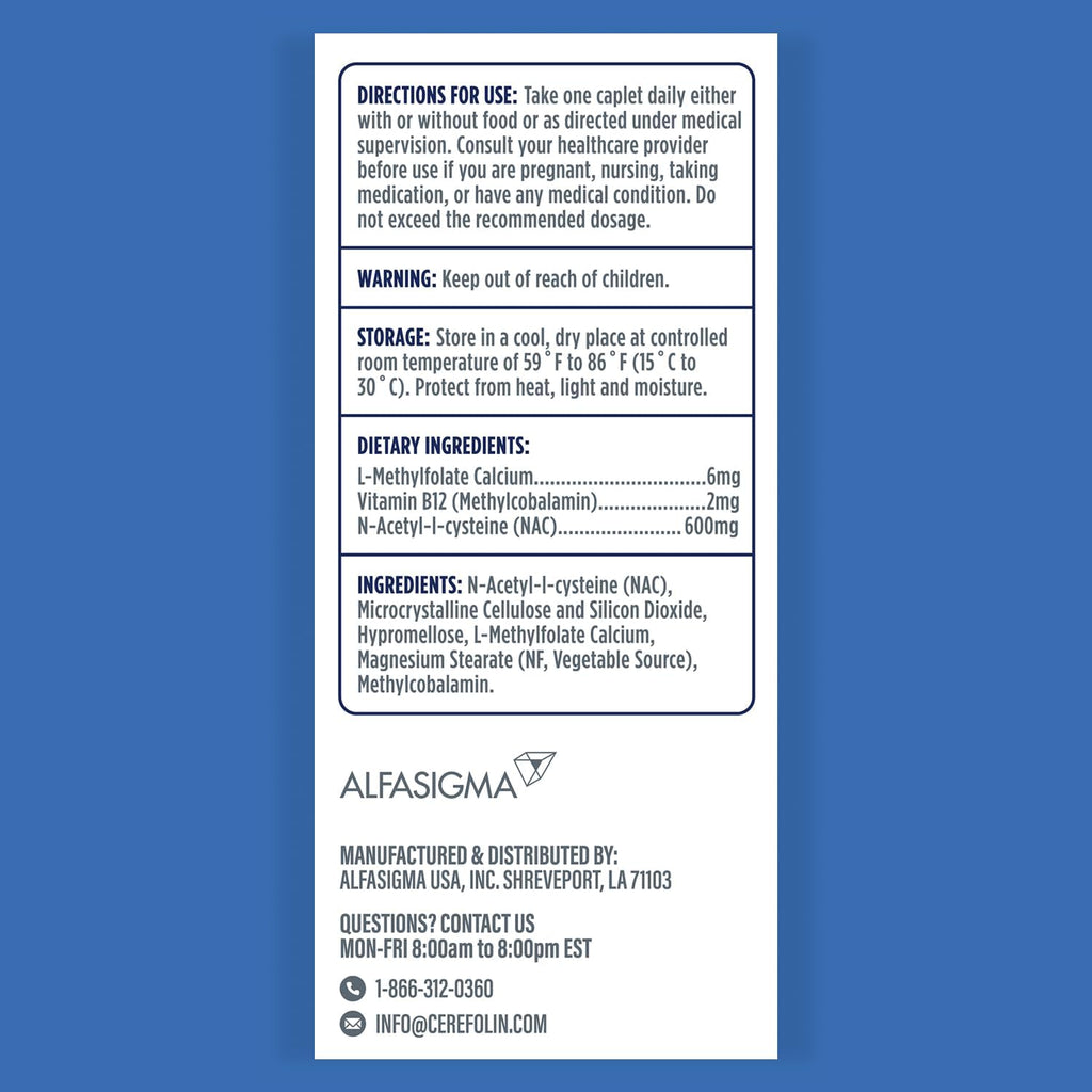 Brain Wellness, Targeted Nutrition for Cognitive Support, Improves Memory, Focus & Concentration, L-Methylfolate, NAC, B12, Neurologist Recommended (60 Count)