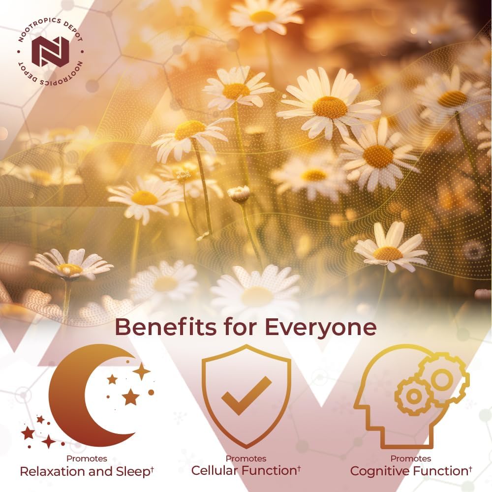 Nootropics Depot Apigenin Capsules | 200mg | 30 Count | >98% Apigenin | Supports Healthy Stress Levels