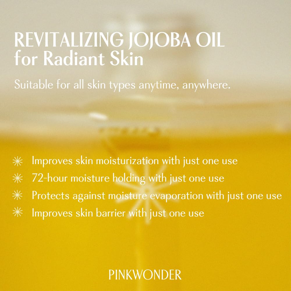 PINKWONDER USDA Organic Jojoba Oil | 100% Pure, Cold-Pressed & Vitamin E-Rich Oil for Skin | Non-Greasy, Fast-Absorbing for Face, 1.69oz (50ml)