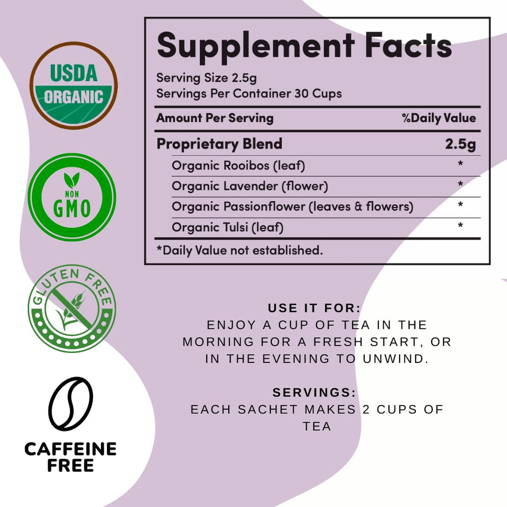 AutoimmuniTea – AIP Stress Relief, Bedtime Blend for Restful Sleep, Calming Tea for Stress, Lavender, Tulsi, Passion Flower Organic Blend - 15 Tea Bags (30 Cups)
